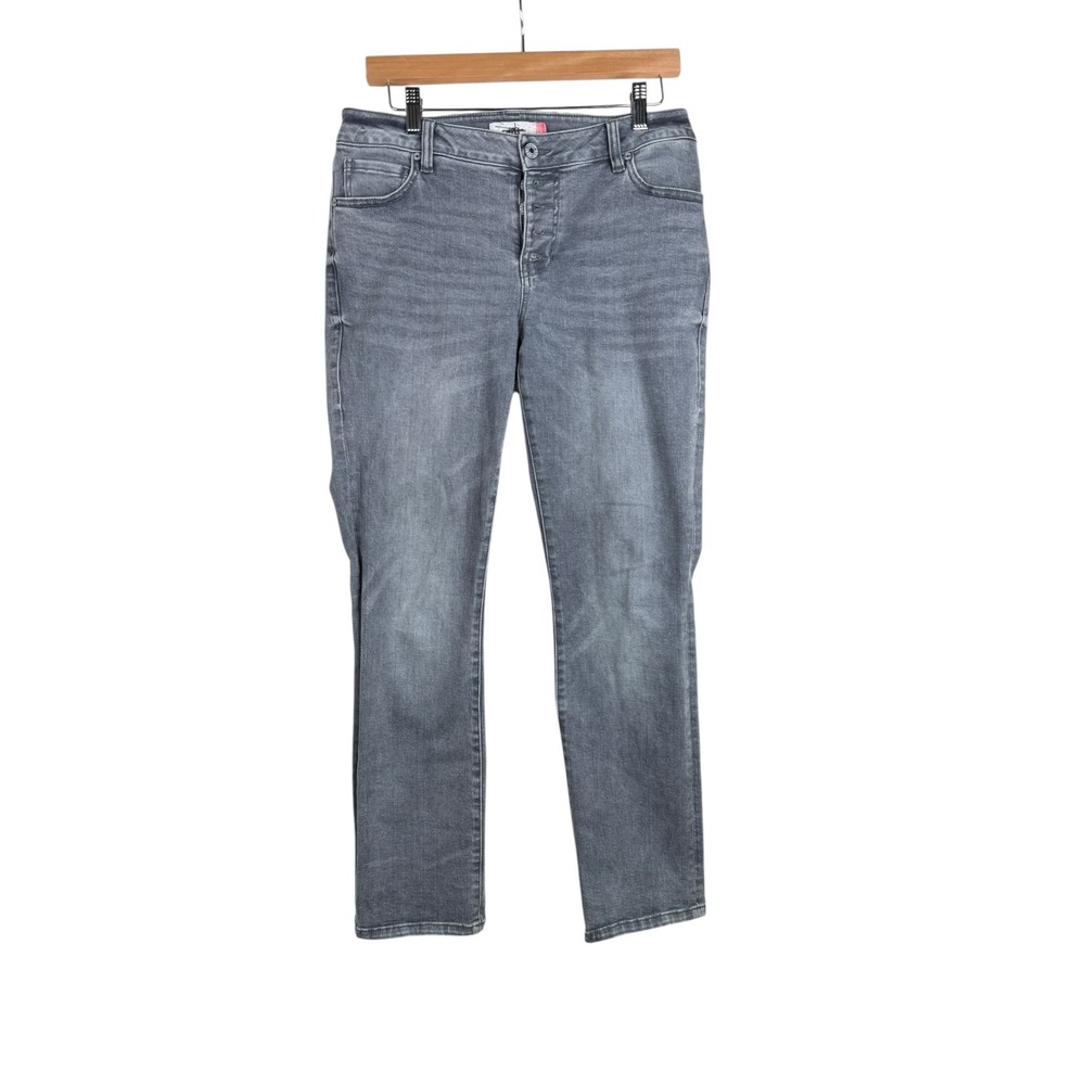 Cabi Mid Rise Straight Leg Button‎ Fly Jeans size 8 Gray Wash Style# 4520